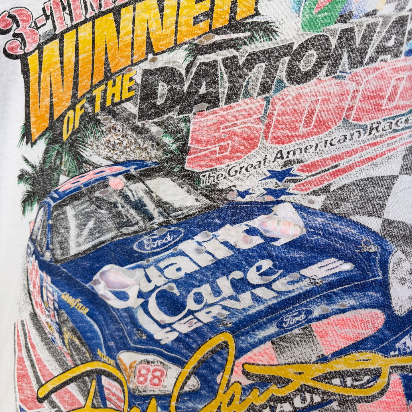 Vintage Distressed NASCAR Racing Cropped Tee - Size XL