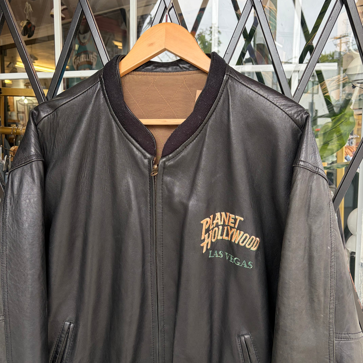 Vintage Reversible Planet Hollywood Leather Jacket - Size L