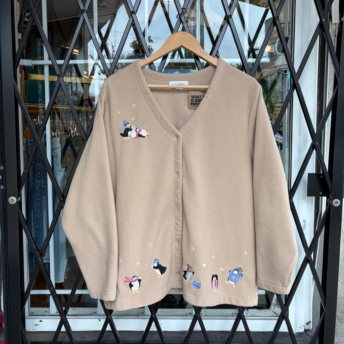 Vintage Penguin Fleece Cardigan - Size Women’s XL