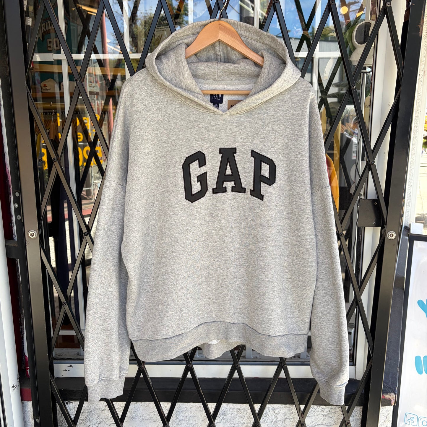 Gap Leather Spellout Hoodie - Size L Tall