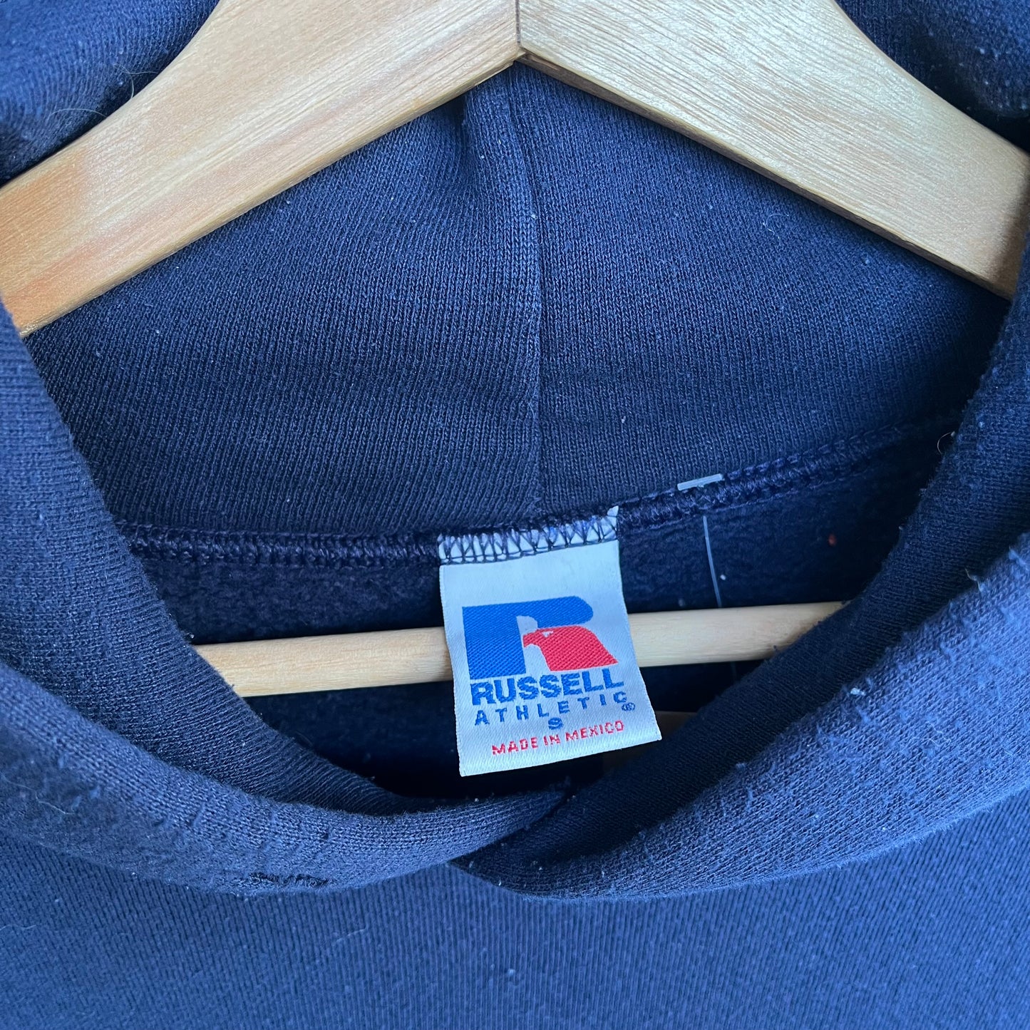 Vintage Russell Blank Hoodie Navy - Size S