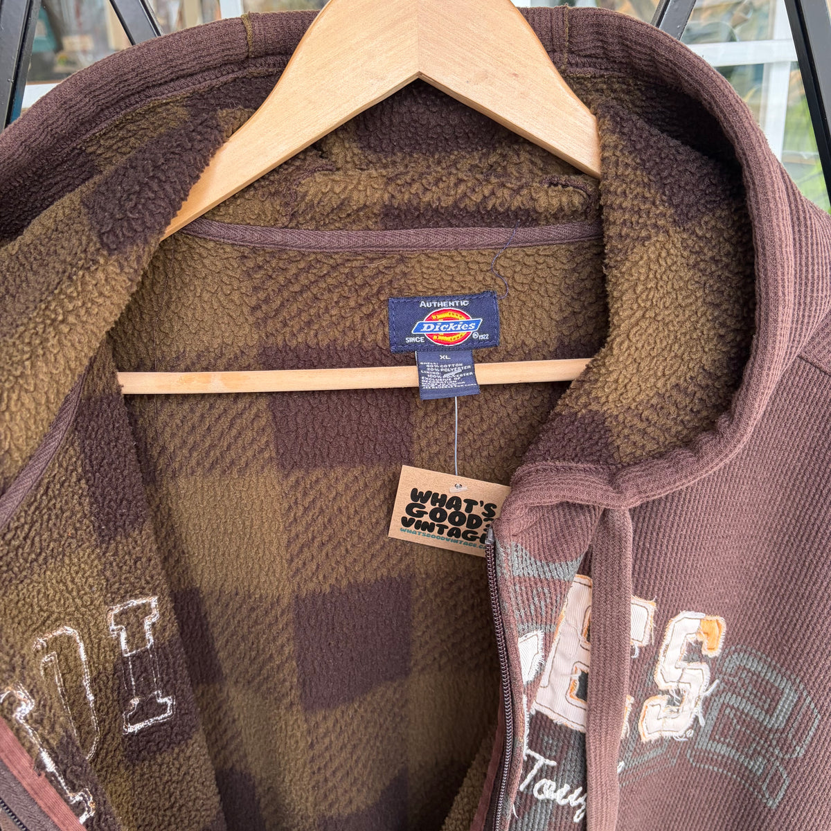 Y2K Dickies Waffle Fleece Lined Zip Up Hoodie - Size XL