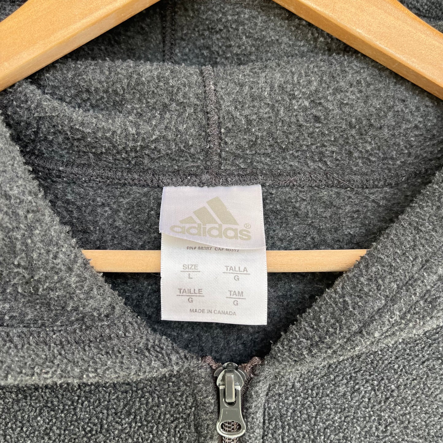 Vintage Adidas Fleece Zip Up Hoodie - Size L