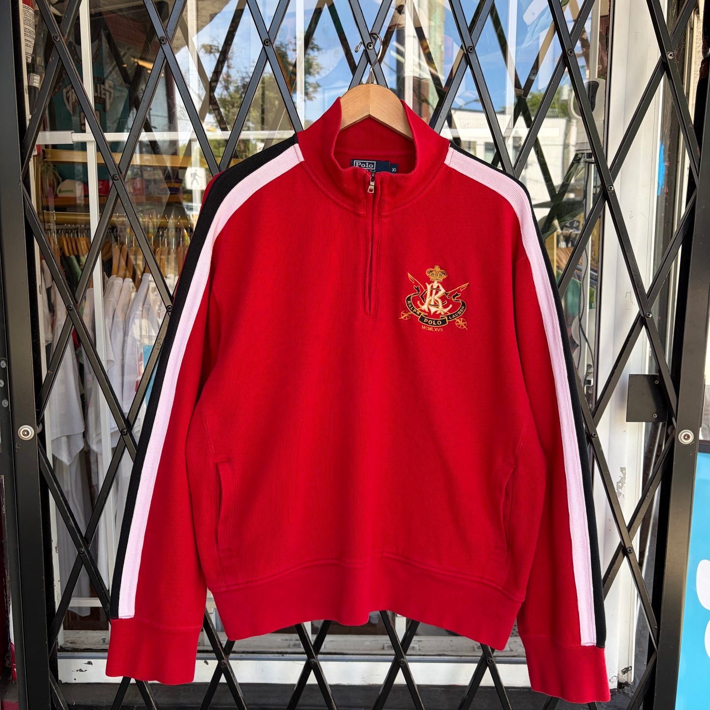 Vintage Polo Ralph Lauren Crest Quarter Zip Sweater - Size XL