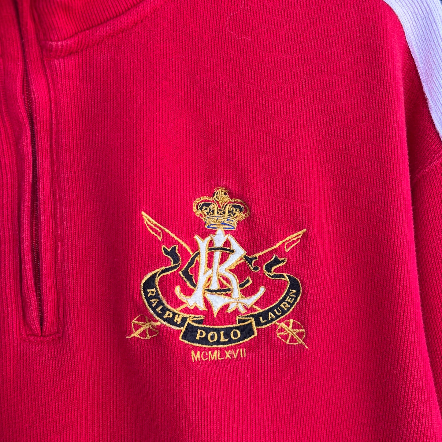 Vintage Polo Ralph Lauren Crest Quarter Zip Sweater - Size XL