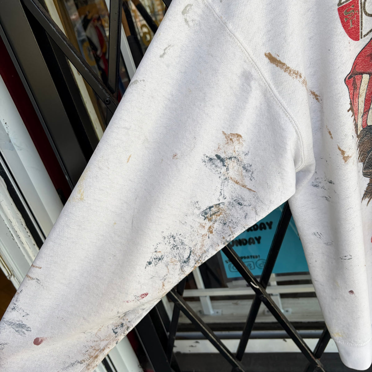 Vintage Distressed and Painted SF 49ers Front Page Crewneck - Size L