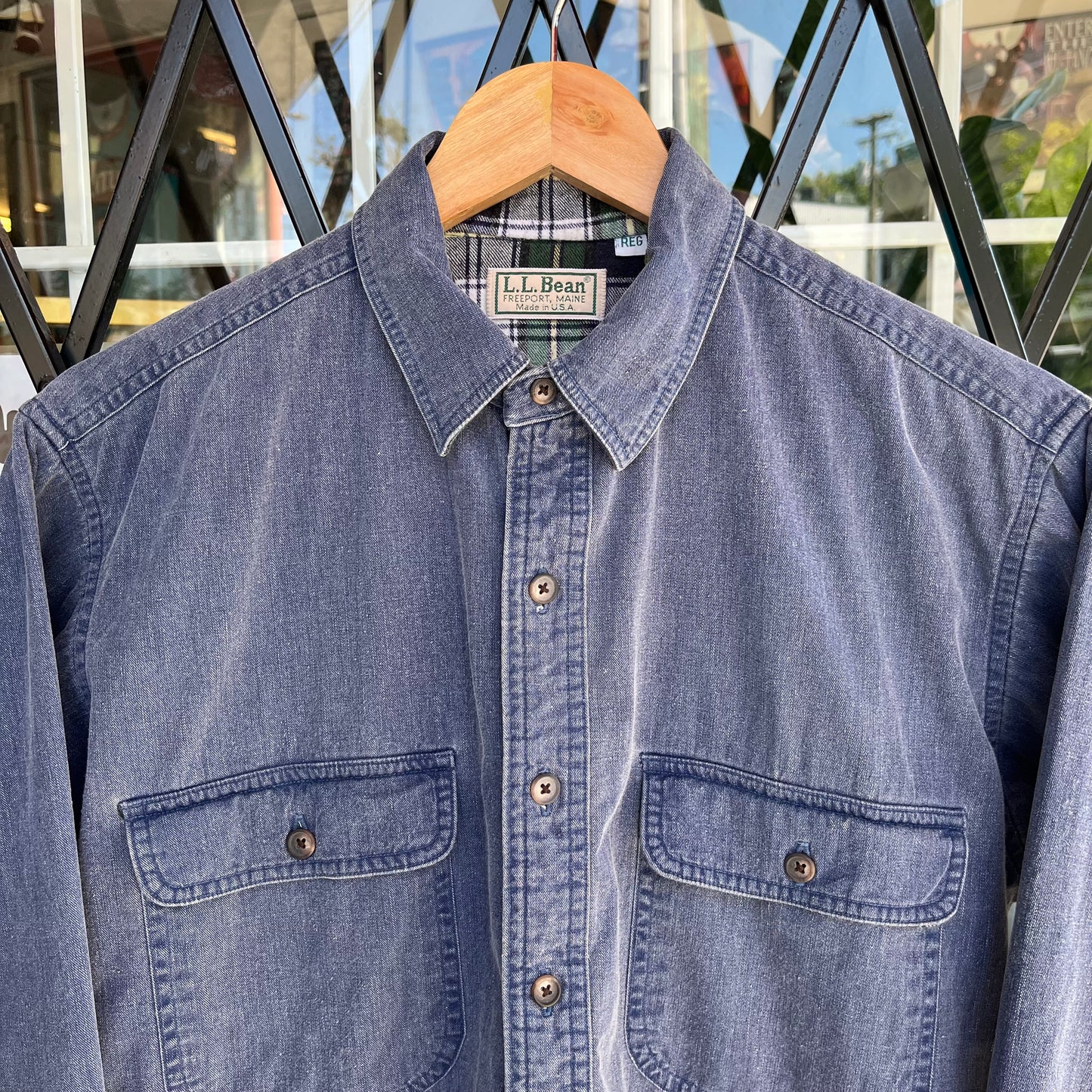 Vintage LL Bean Plaid Lined Button Shirt - Size M