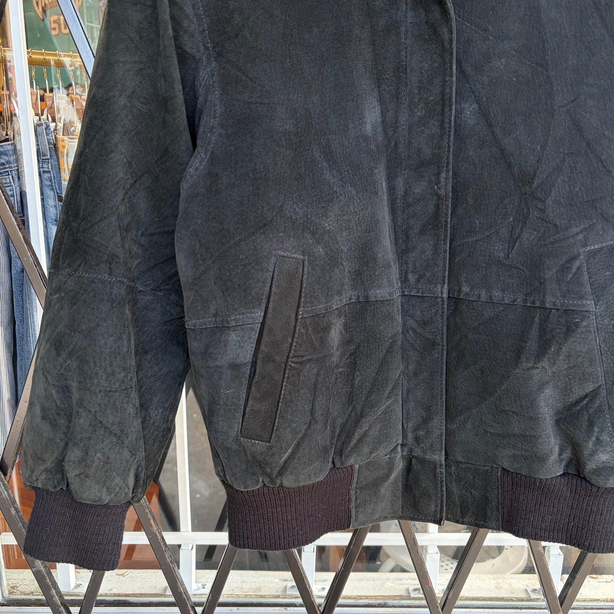 Vintage Genuine Leather Bomber Jacket - Size S