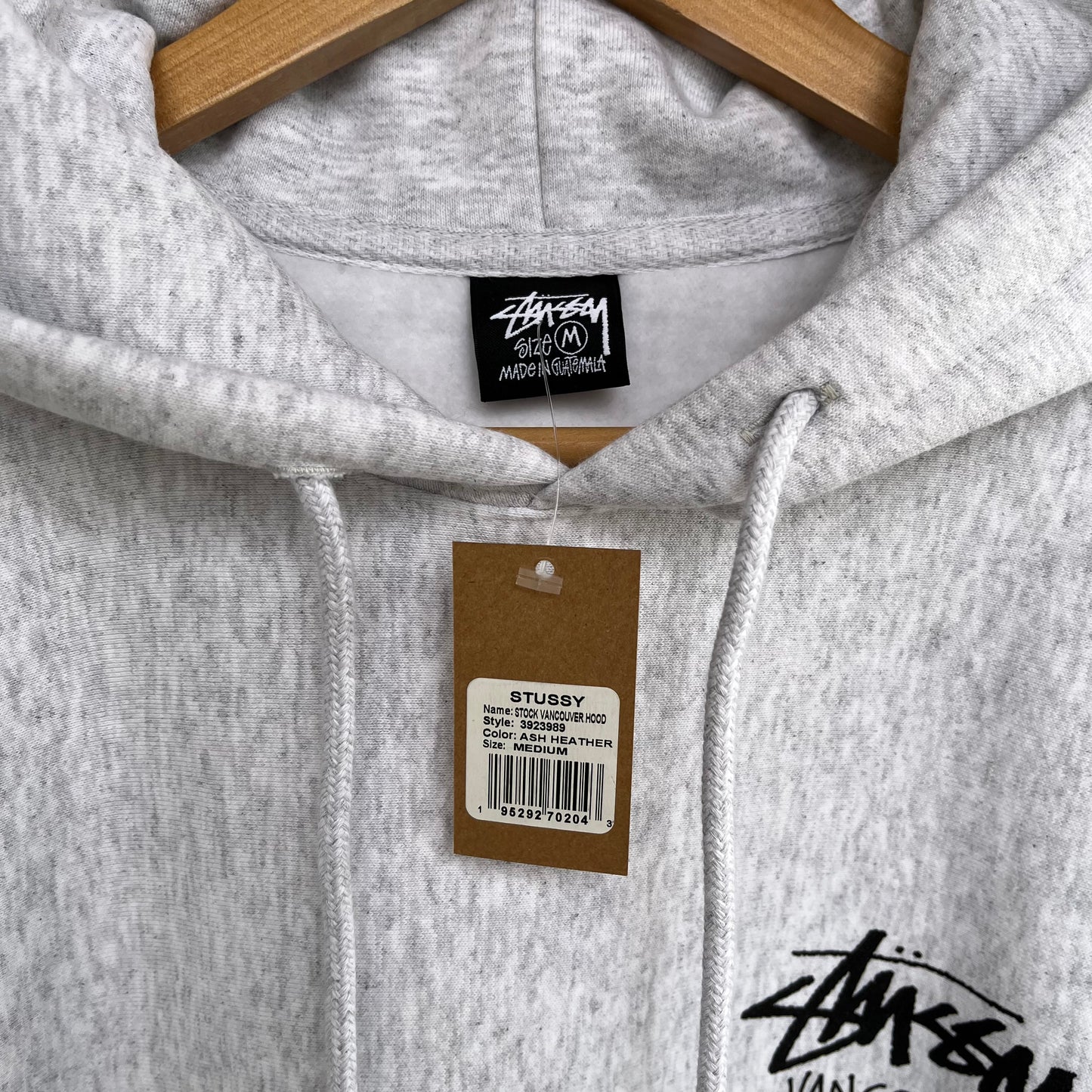 Stussy Stock Vancouver Hoodie Ash Heather - Size M