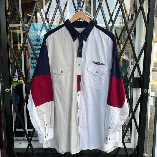 Vintage Western Colour Block Button Up Shirt - Size XXL