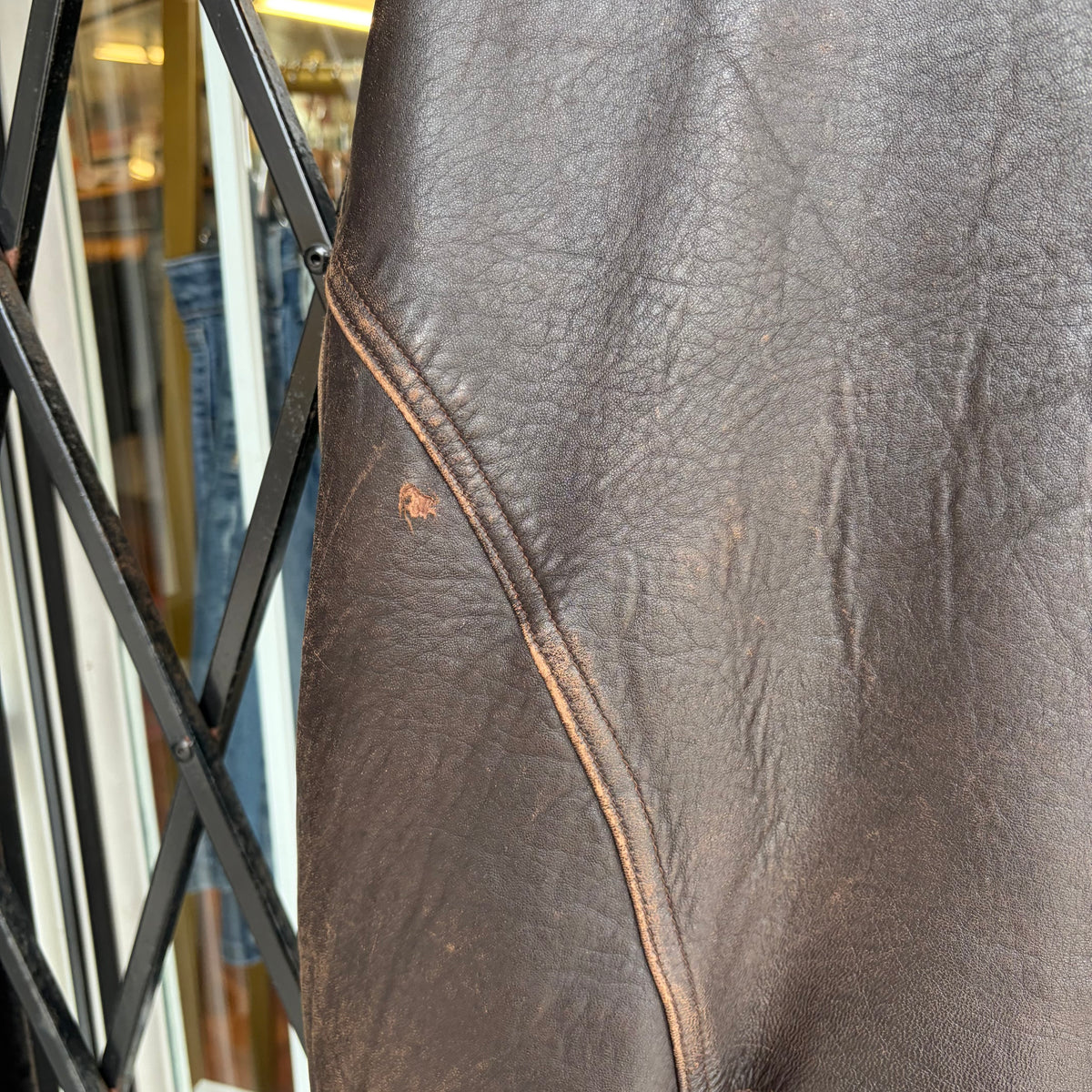 Vintage Leather Bomber Jacket - Size L