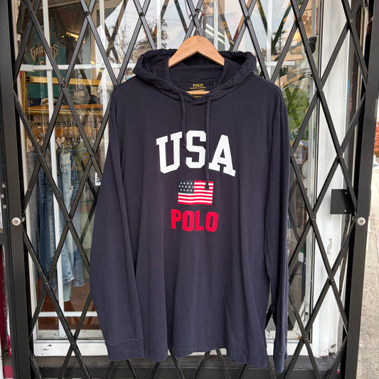 Polo Ralph Lauren USA Hooded Long Sleeve Shirt - Size XL