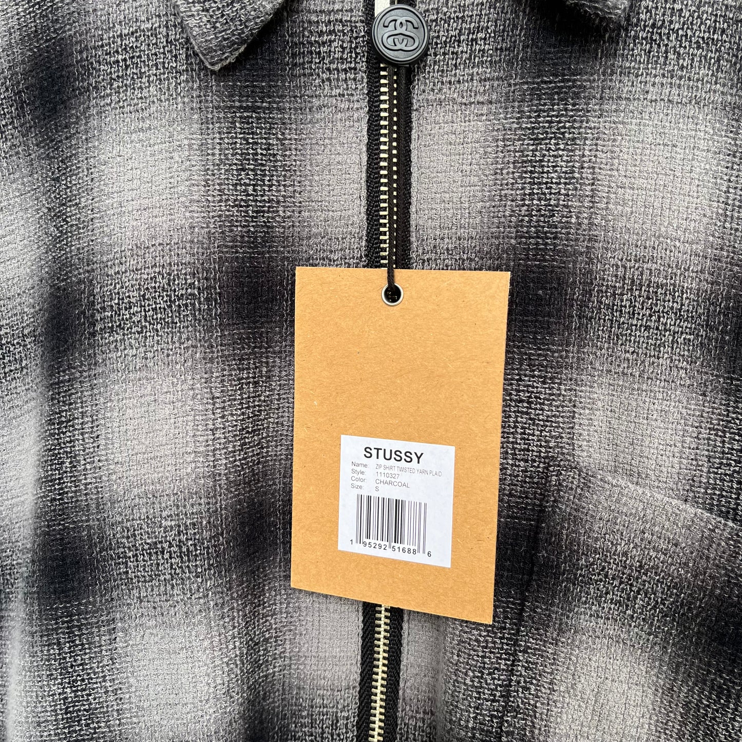 Stussy Zip Shirt Twisted Yarn Plaid - Size S