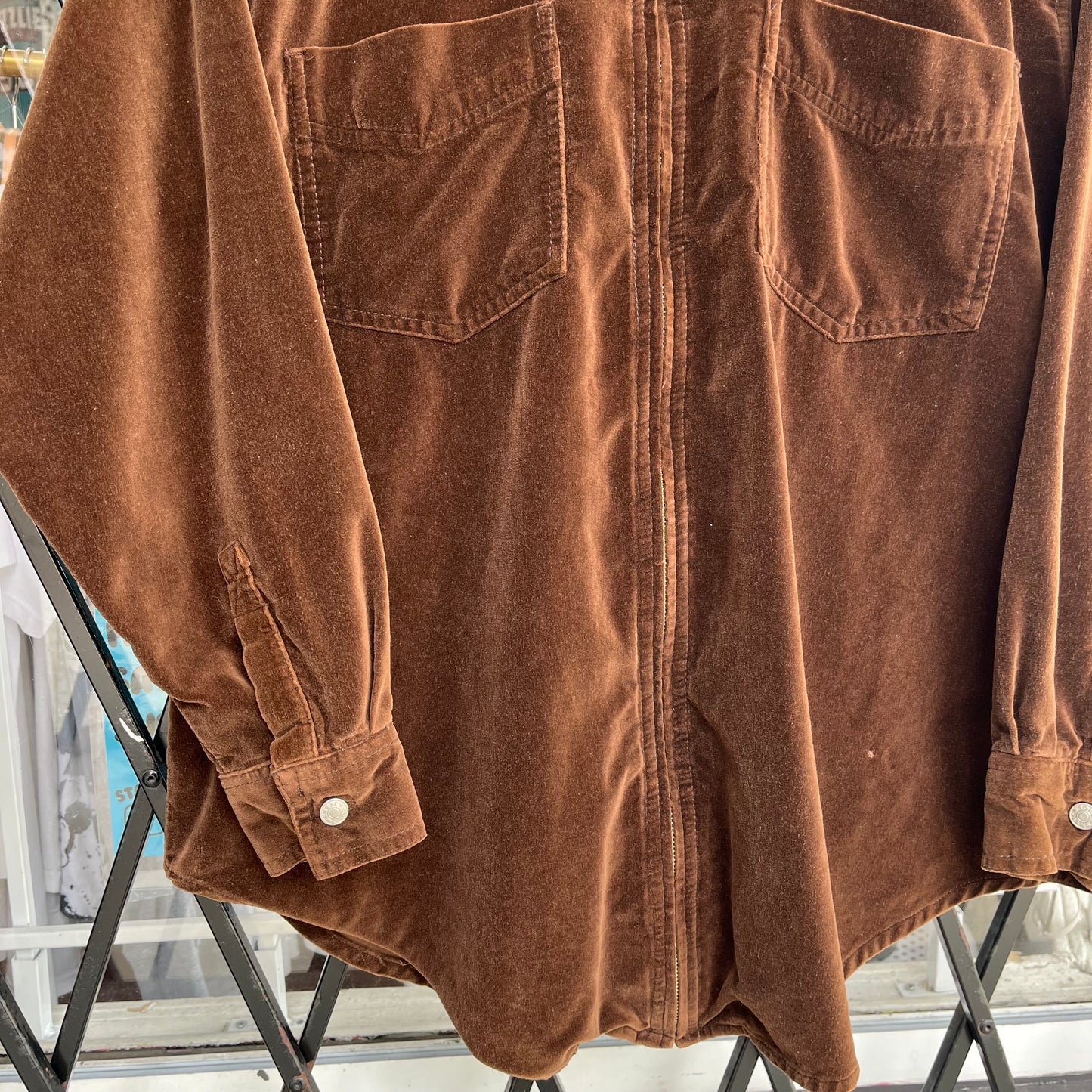 Vintage Velour Zip Up Shirt - Size M