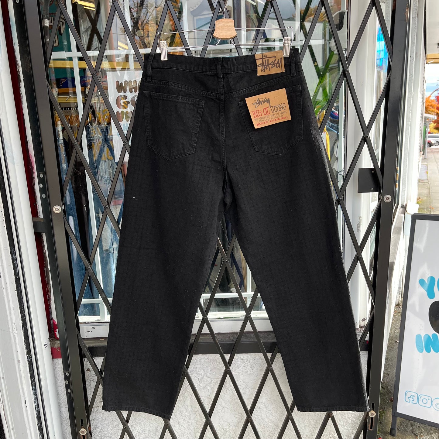 Stussy Big Ol Jeans Canvas Pants Black - Size 32W