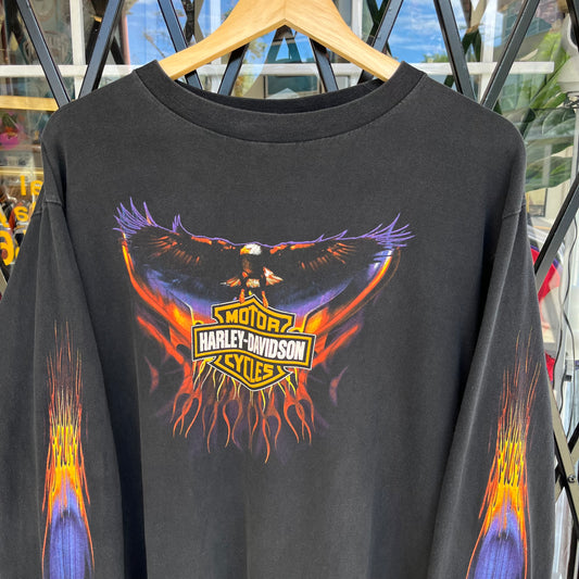 2000 Harley Davidson Flaming Eagle Long Sleeve - Size XL