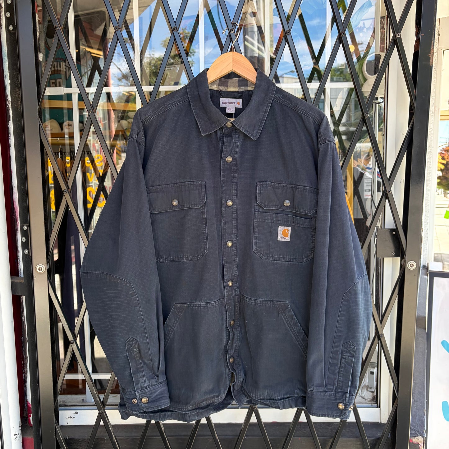 Carhartt Snap Button Plaid Lined Chore Jacket - Size XL