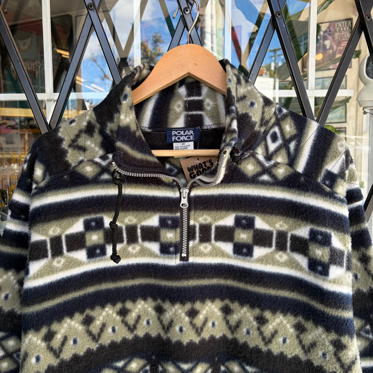 Vintage Quarter Zip Fleece Oversized Sweater - Size M