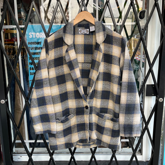 Vintage Plaid Over Coat - Size Women’s S