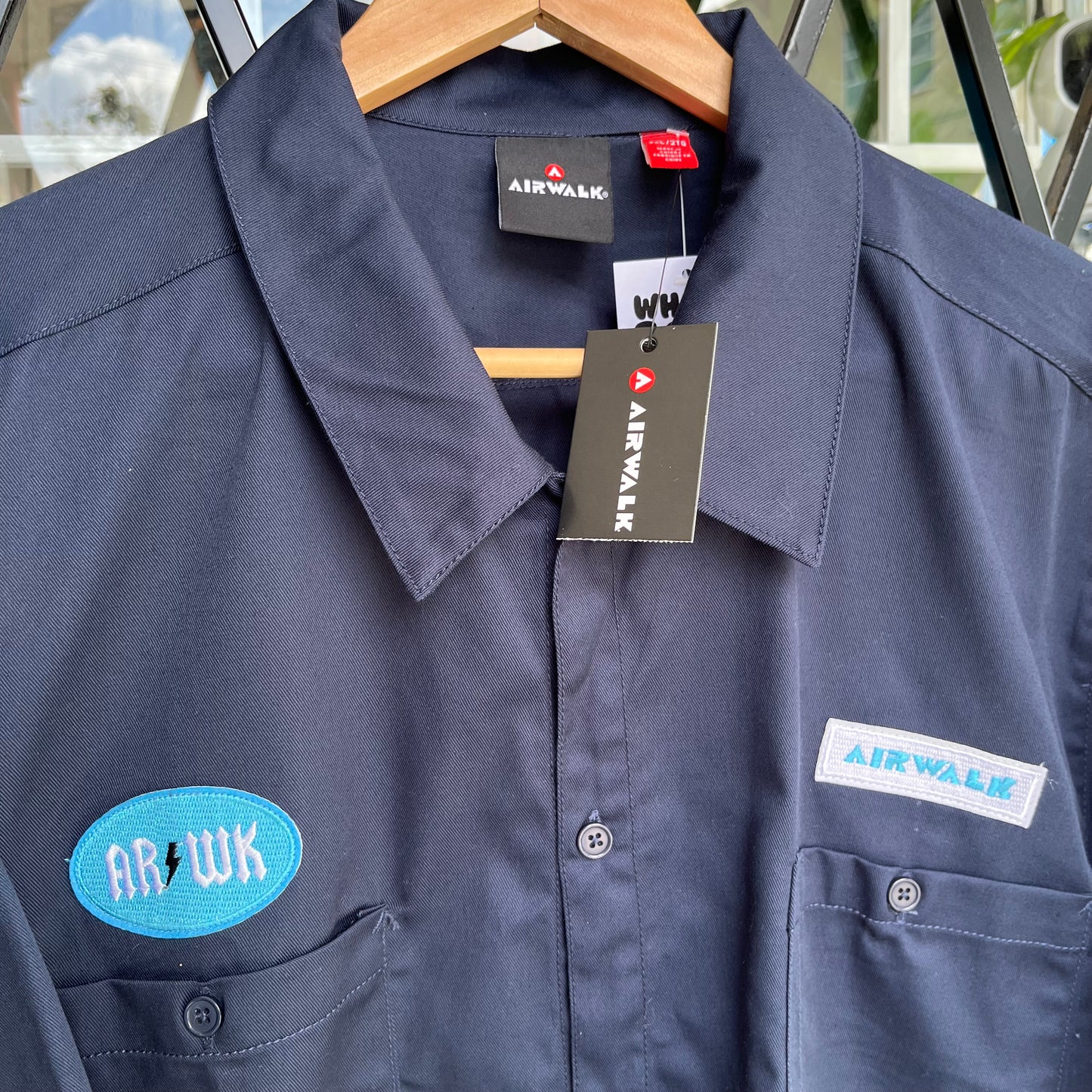 Y2K Airwalk Button Up Shirt Navy - Size L