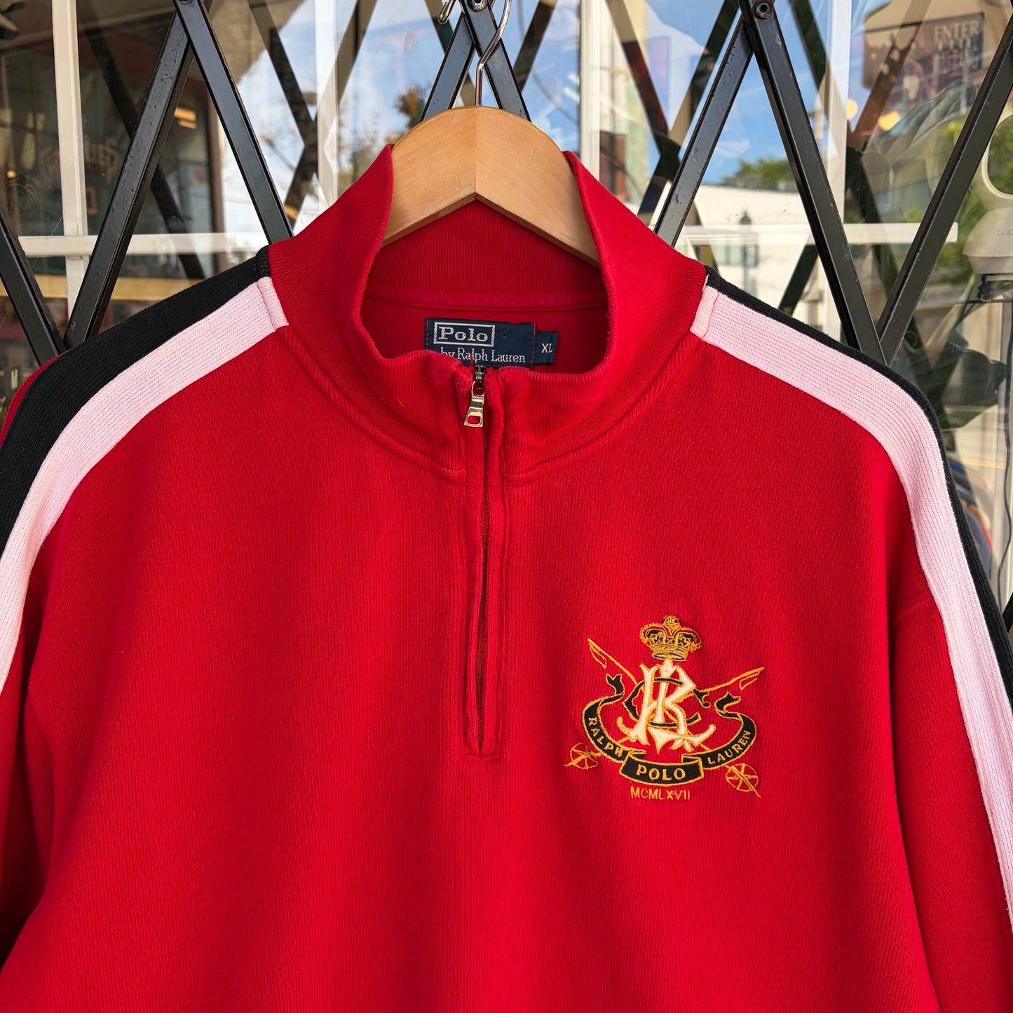 Vintage Polo Ralph Lauren Crest Quarter Zip Sweater - Size XL