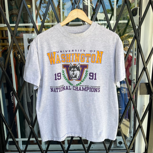 1991 Washington Huskies Rose Bowl Tee - Size L