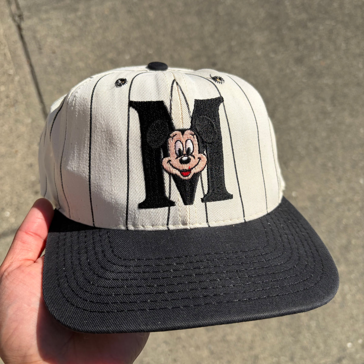 Vintage Disney Mickey Mouse Pinstripe SnapBack