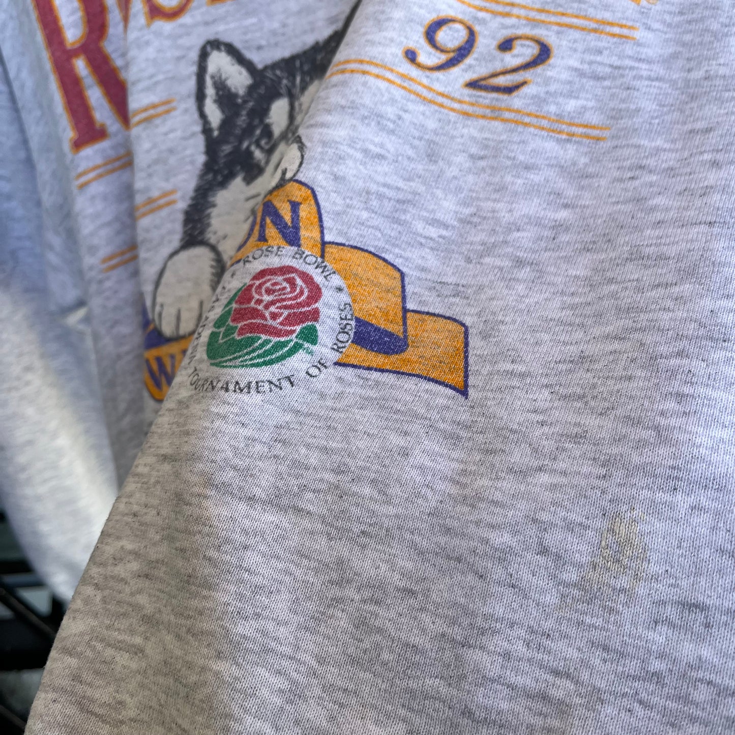 1992 Washington Huskies Rose Bowl Crewneck - Size L