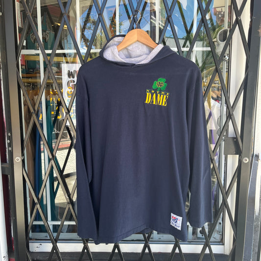 Vintage Notre Dame University Hooded Long Sleeve - Size XL