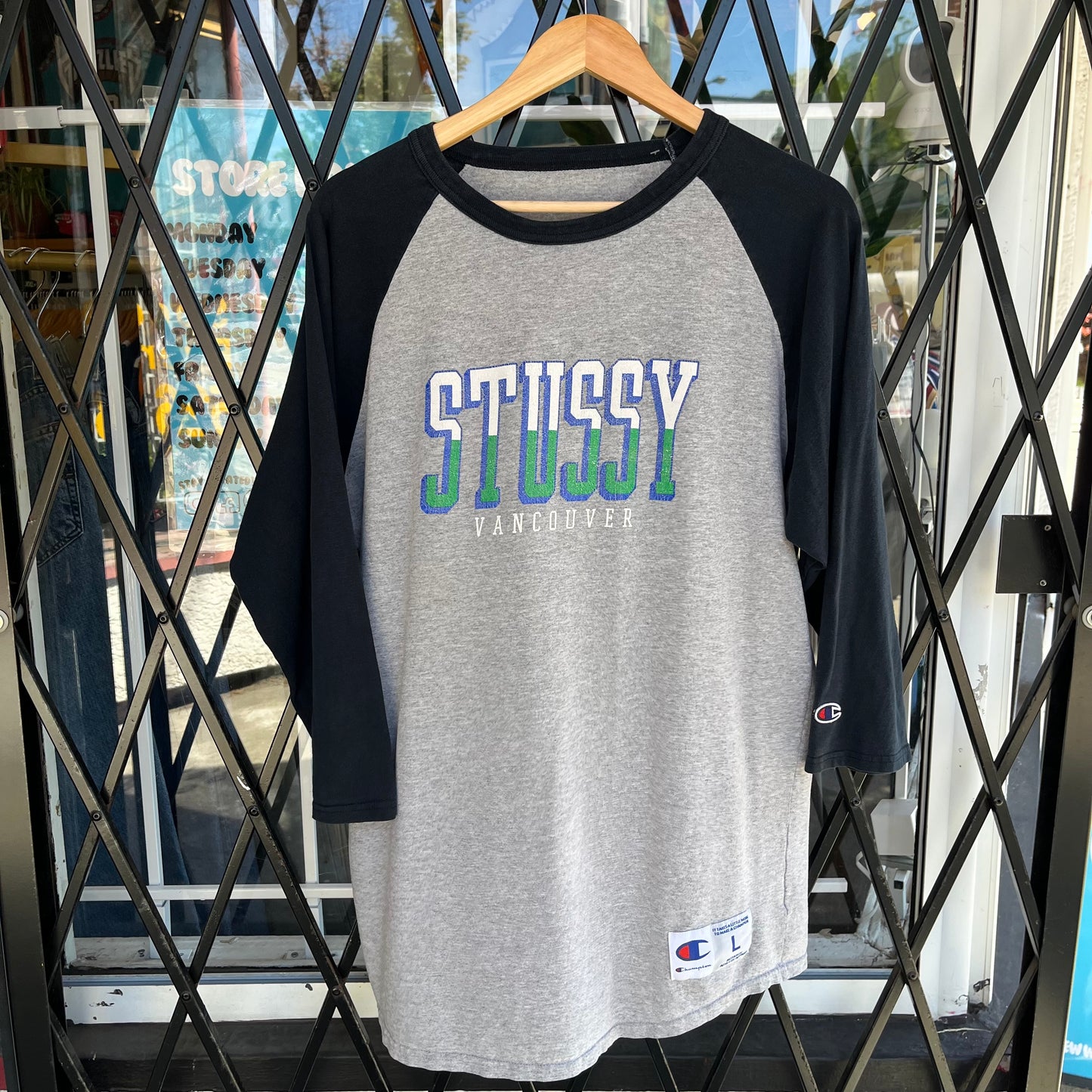 2017 Stussy Vancouver x Champions Raglan Shirt - Size L