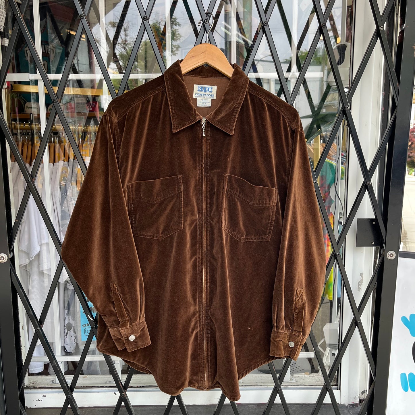 Vintage Velour Zip Up Shirt - Size M