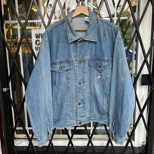 Vintage Toronto Blue Jays Felt Patch Denim Jacket - Size M
