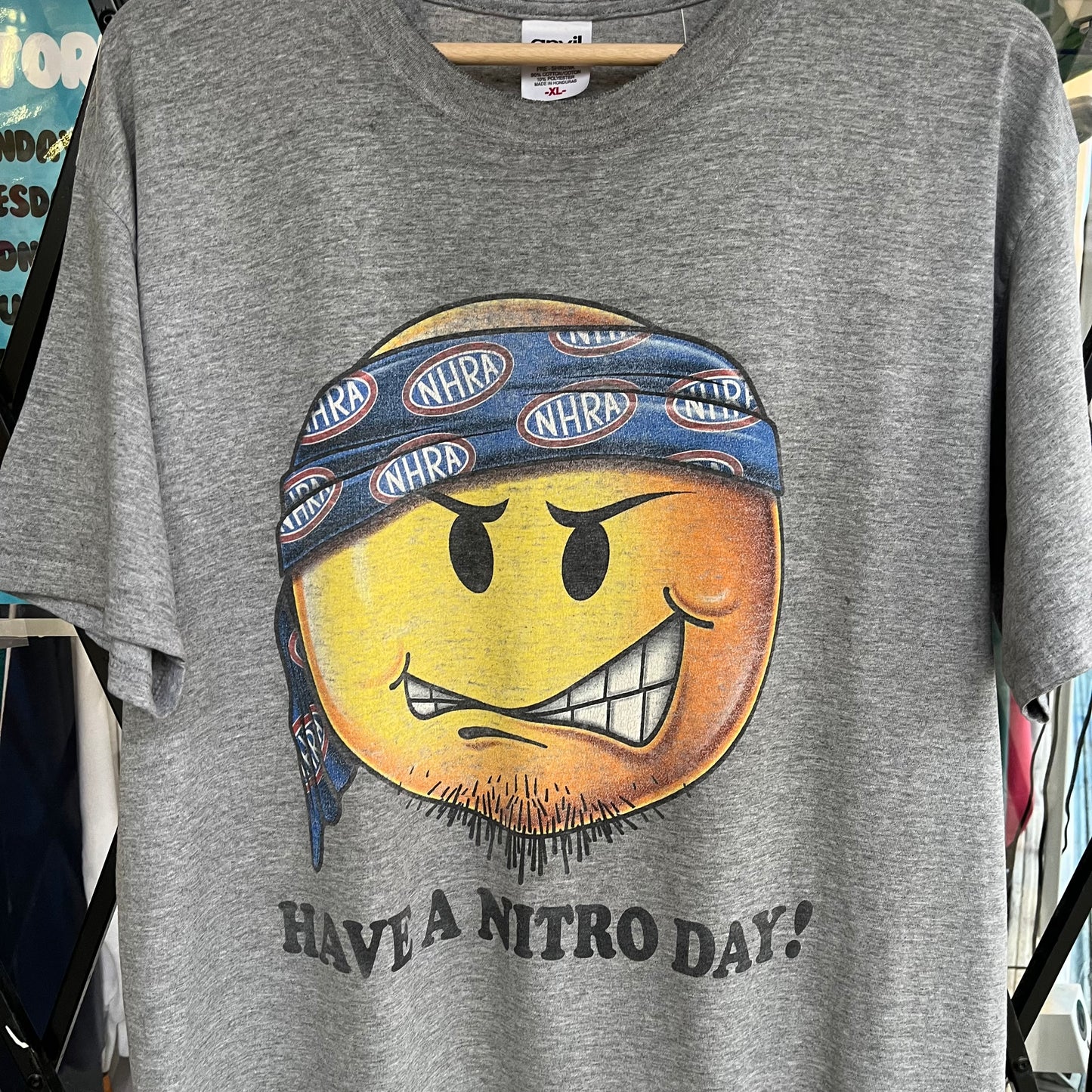 NHRA Drag Racing Smiley Face Tee - Size XL