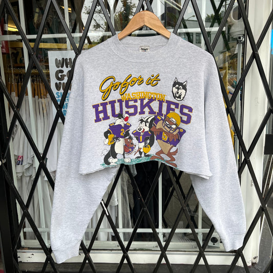 Vintage Washington Huskies x Looney Tunes Cropped Crewneck - Size XL
