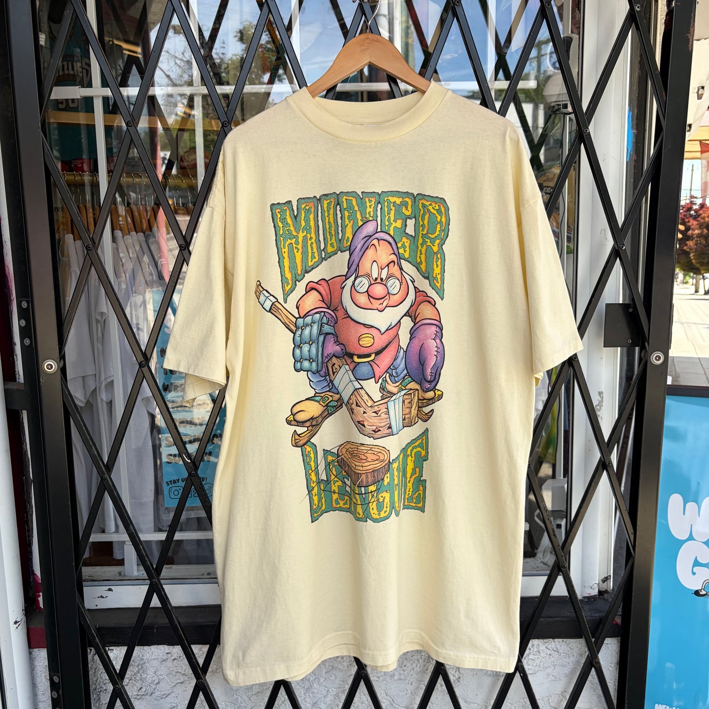 Vintage Disney Seven Dwarfs Miner League Hockey Sleeping Tee - Size OS