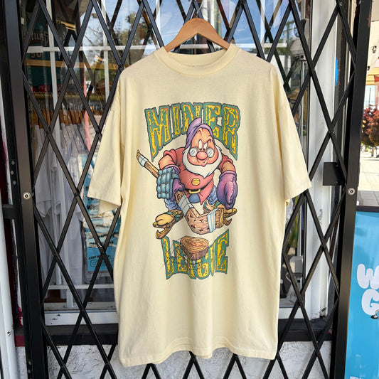 Vintage Disney Seven Dwarfs Miner League Hockey Sleeping Tee - Size OS