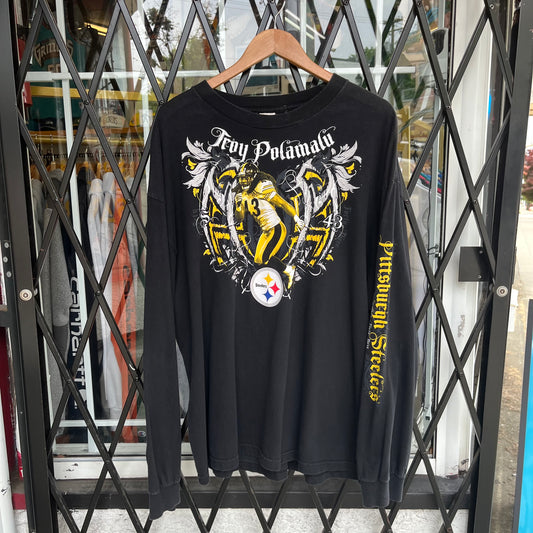 Pittsburgh Steelers Troy Polamalu Long Sleeve Tee - Size XXL