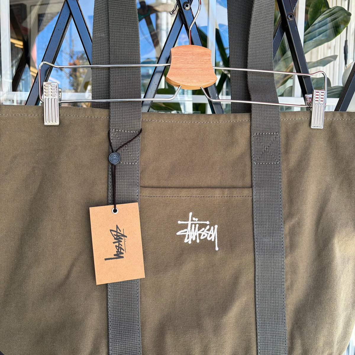 Stussy Canvas Market Tote Bag Green
