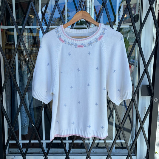 Vintage Knit Short Sleeve Sweater - Size Women’s L