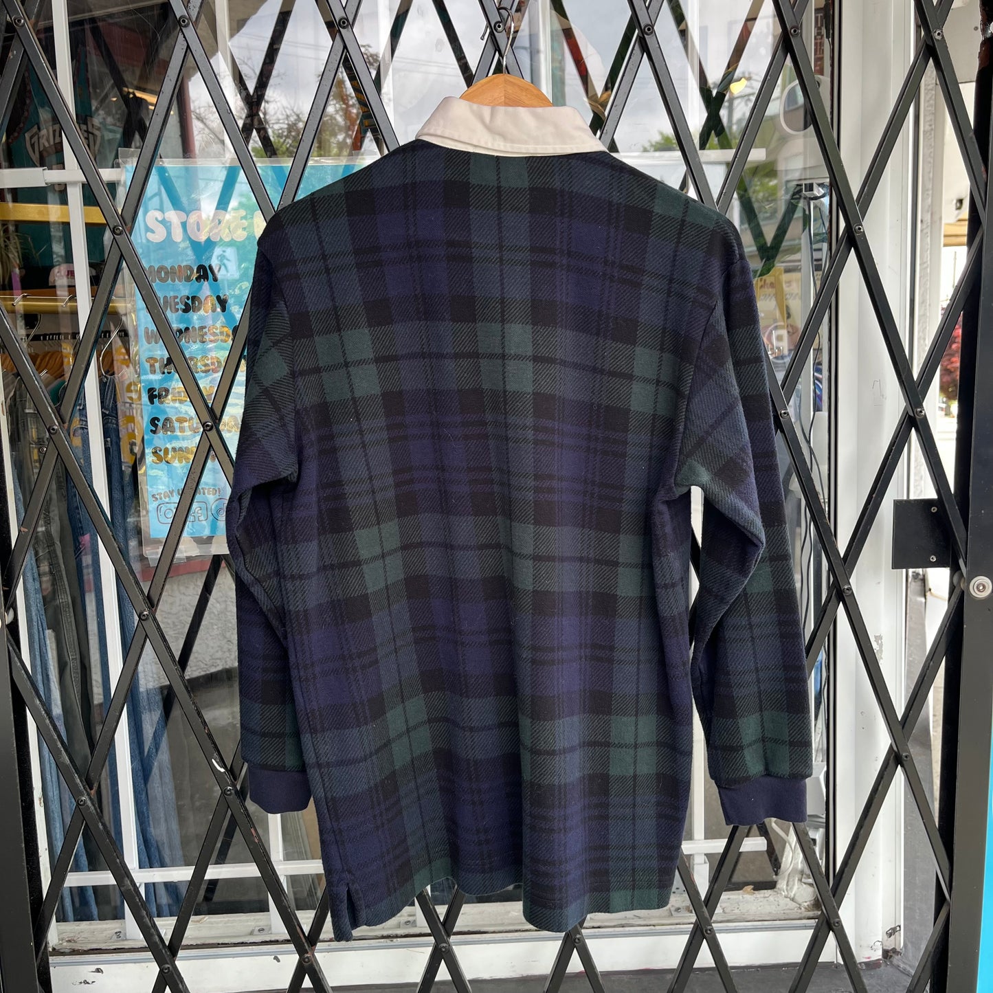 Vintage Nautical Plaid Long Sleeve Shirt - Size M
