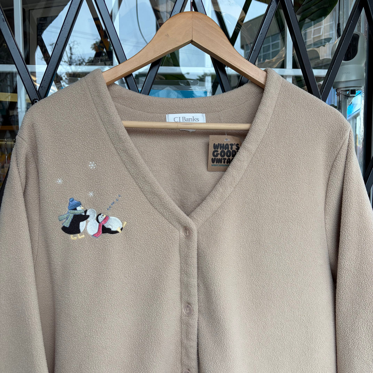 Vintage Penguin Fleece Cardigan - Size Women’s XL