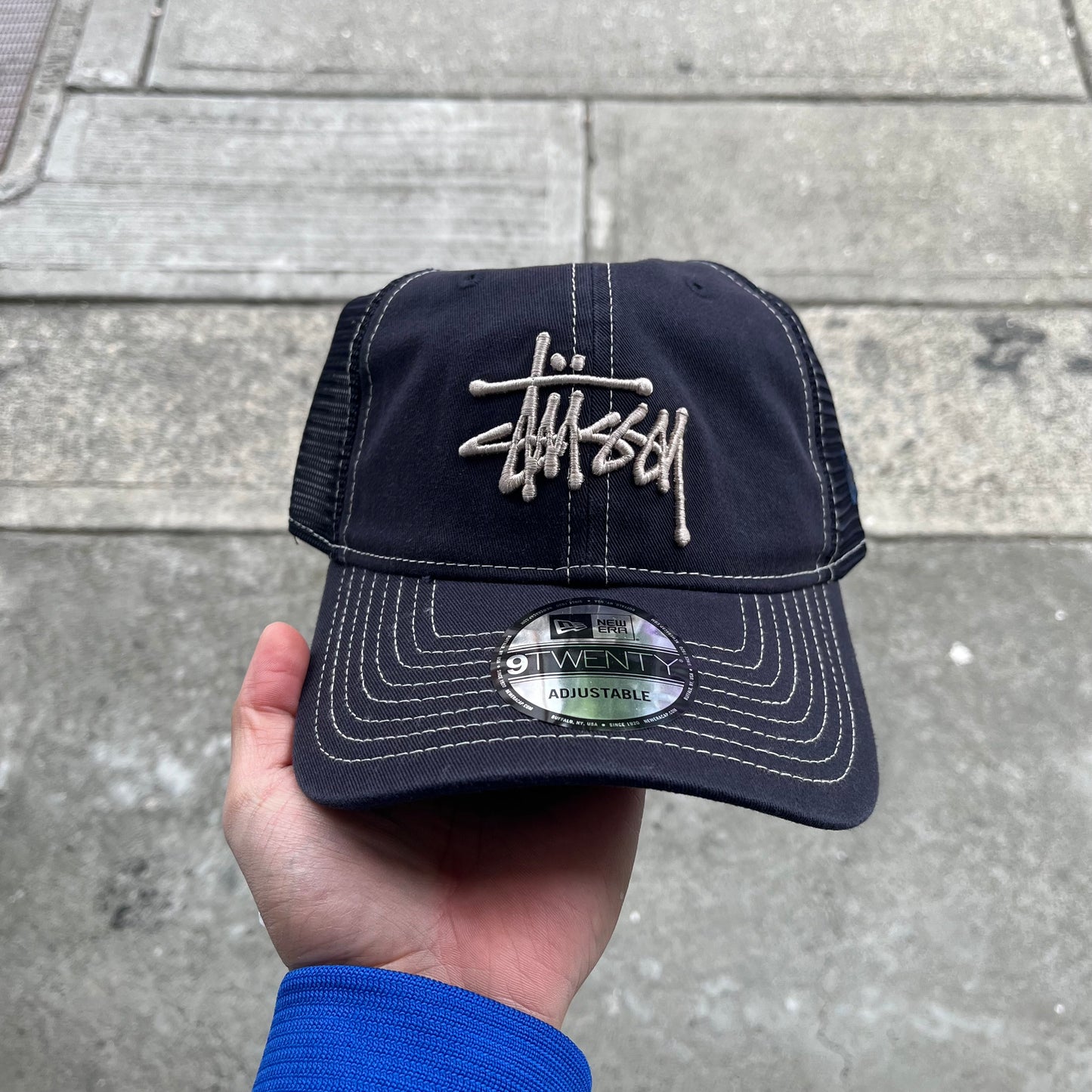 Stussy Washed Basic Trucker Hat Navy