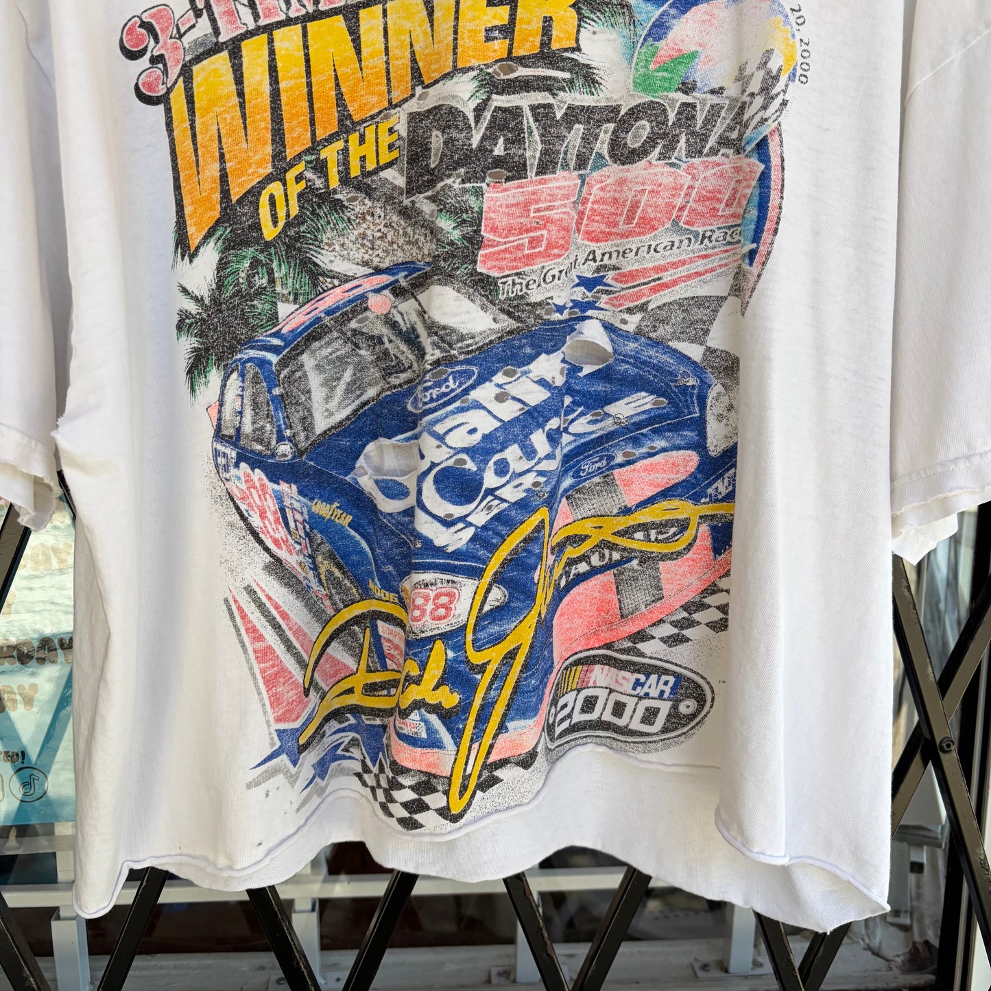 Vintage Distressed NASCAR Racing Cropped Tee - Size XL