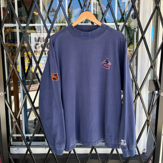 Vintage Starter Vancouver Canucks Mock Neck Long Sleeve - Size XL