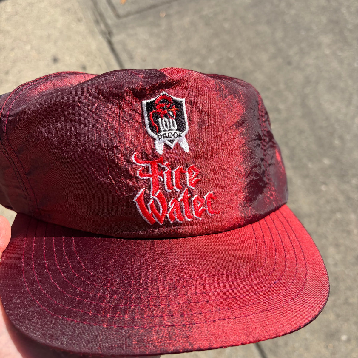 Vintage 100 Proof Fire Water Nylon SnapBack
