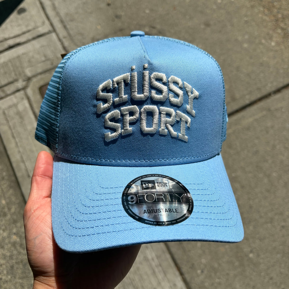 Stussy Sport 9Forty Trucker Hat Sky Blue
