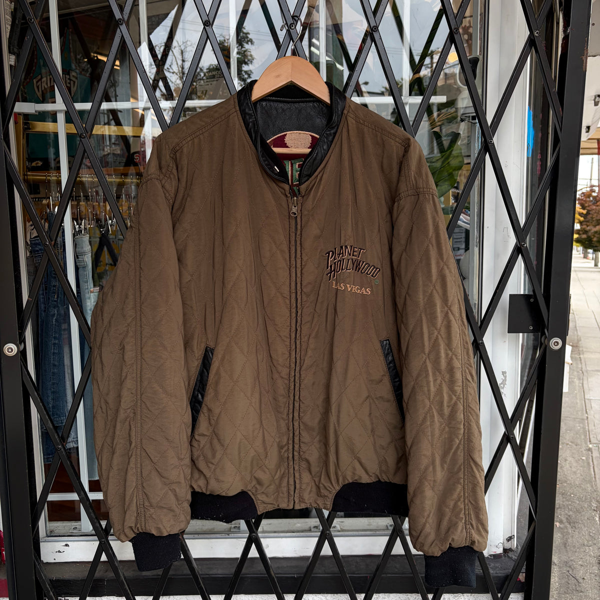 Vintage Reversible Planet Hollywood Leather Jacket - Size L