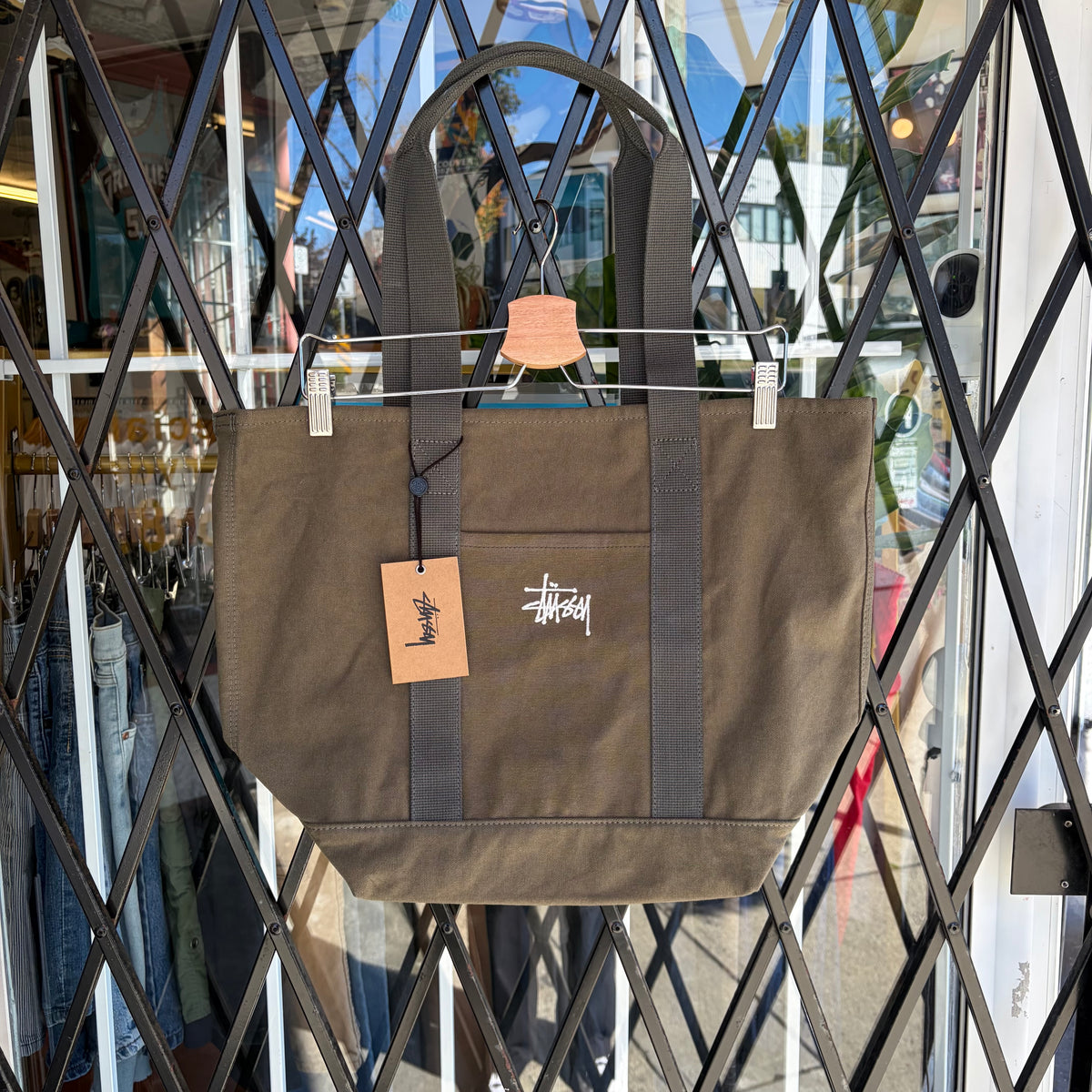 Stussy Canvas Market Tote Bag Green