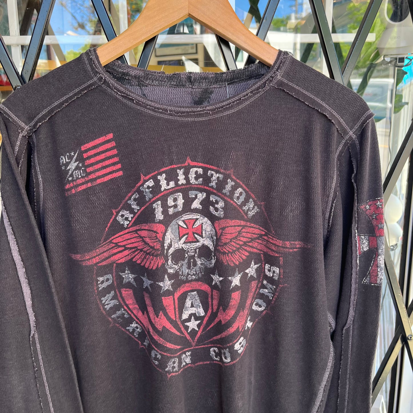 Y2K Affliction Skull Reversible Long Sleeve - Size L