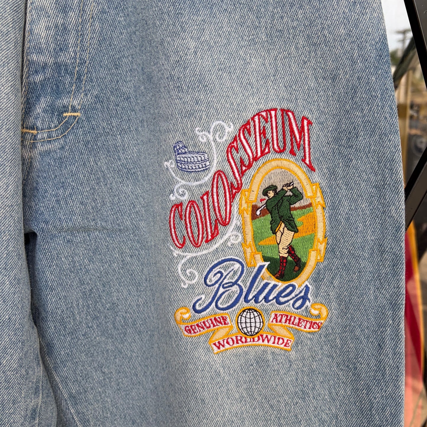Vintage Colosseum Embroidered Dragon Denim Pants - Size 28W x 32L